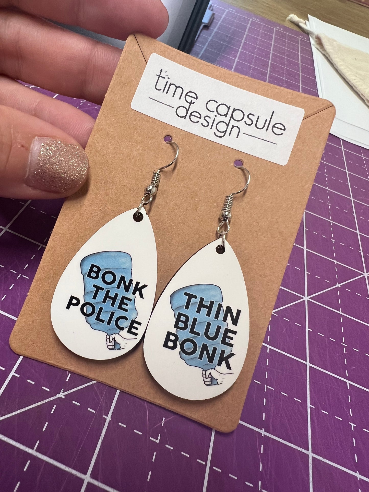 Thin Blue Bonk Earrings