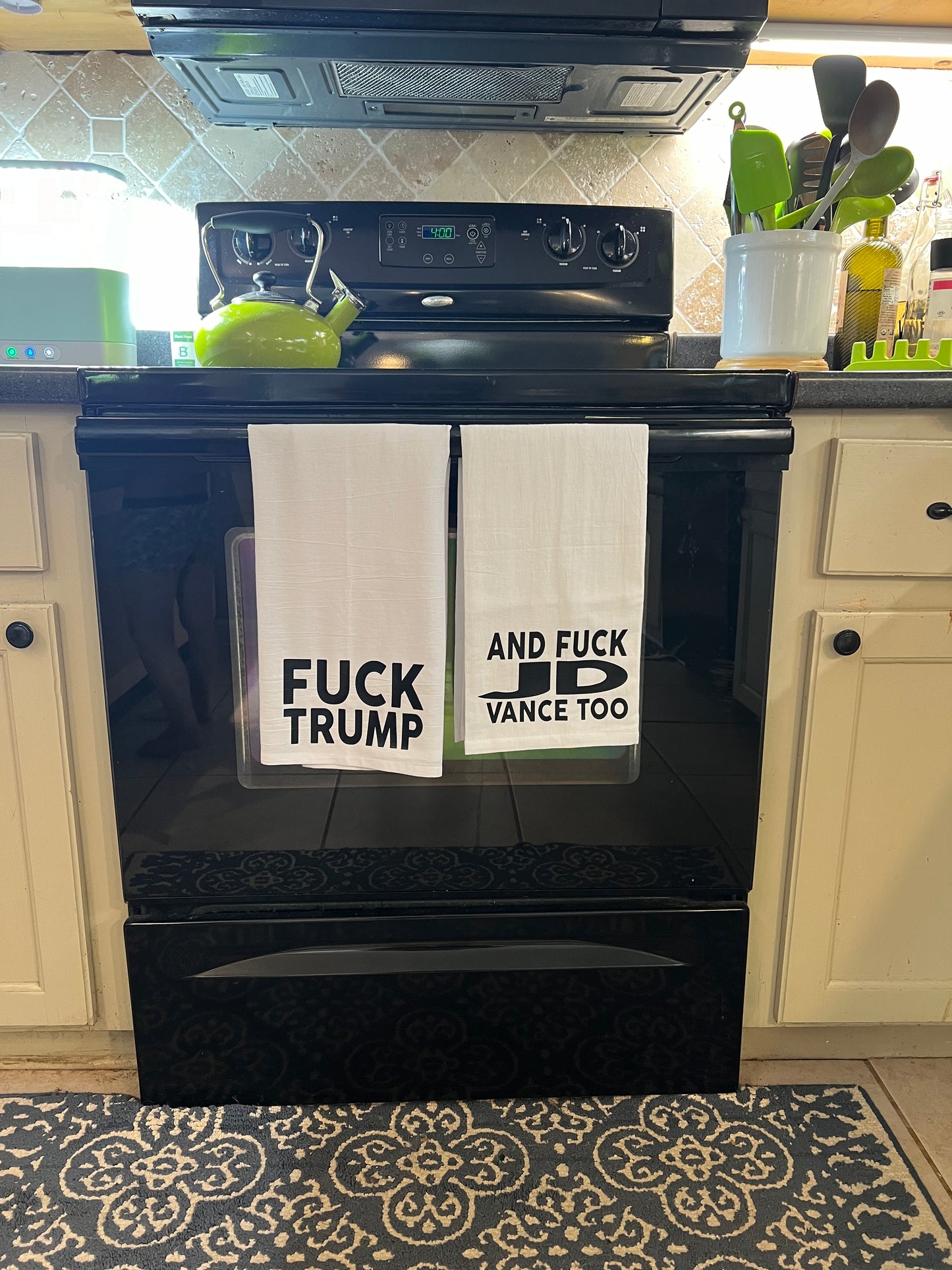 Fuck Trump and JD Vance Too Tea Towel Set