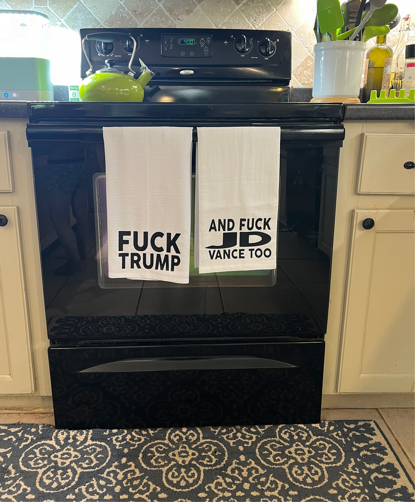 Fuck Trump and JD Vance Too Tea Towel Set