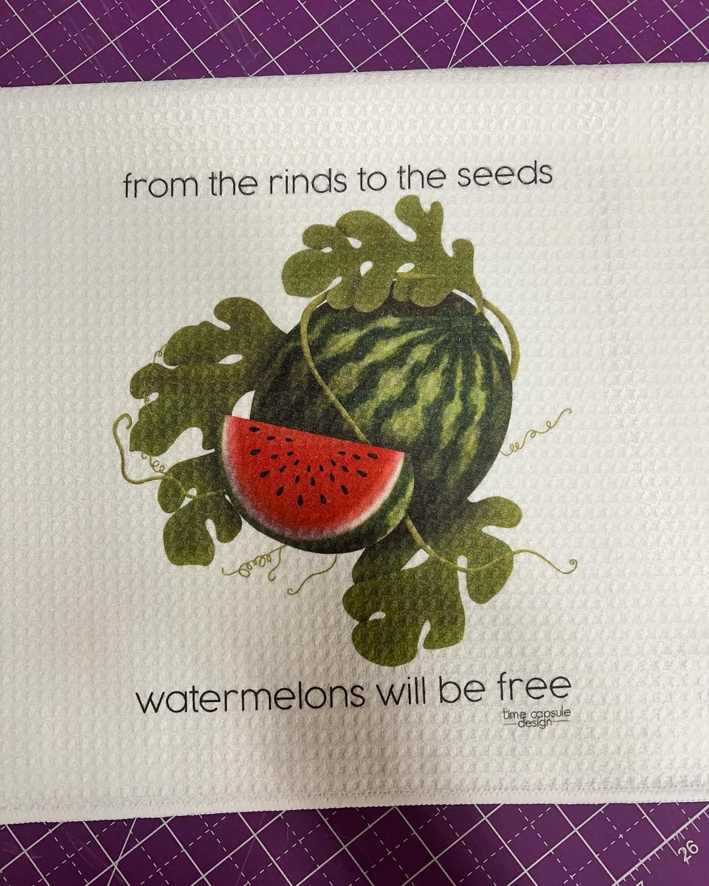 From the Rinds to the Seeds Single Full Color Waffle Weave Tea Towel